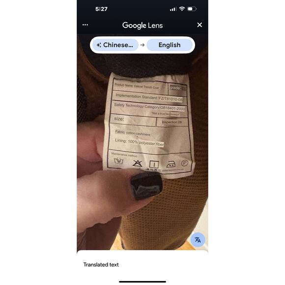 Men's Charcoal Cashmere Coat with removable scarf. Size M - Picture 11 of 12